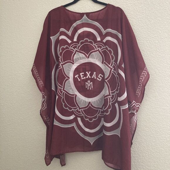 Women’s Texas A &M Sheer Caftan Poncho Tunic Top For Game Day One Size Fits All - Picture 7 of 8